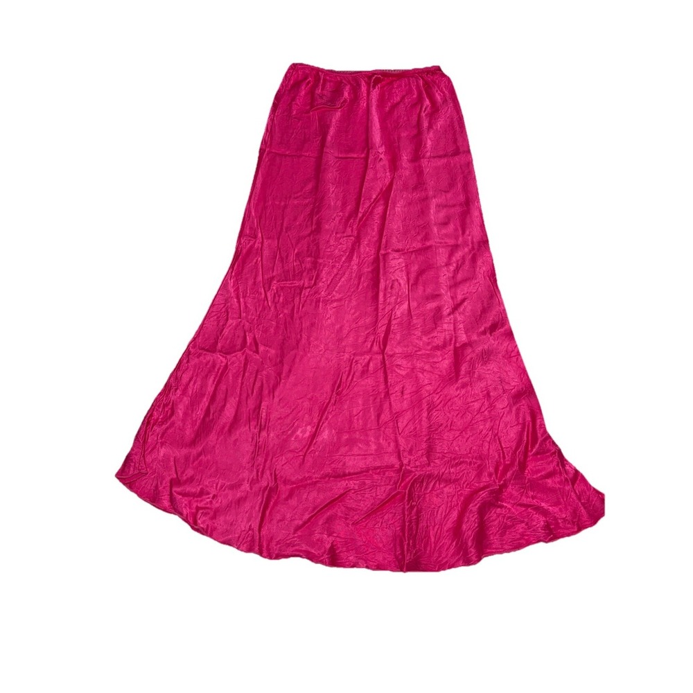 Pink Satin Maxi Slip Skirt Feminine Delicate Coquette Capsule European Summer